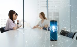 Alexa - Smart speaker concept. AI speaker. Voice recognition. 